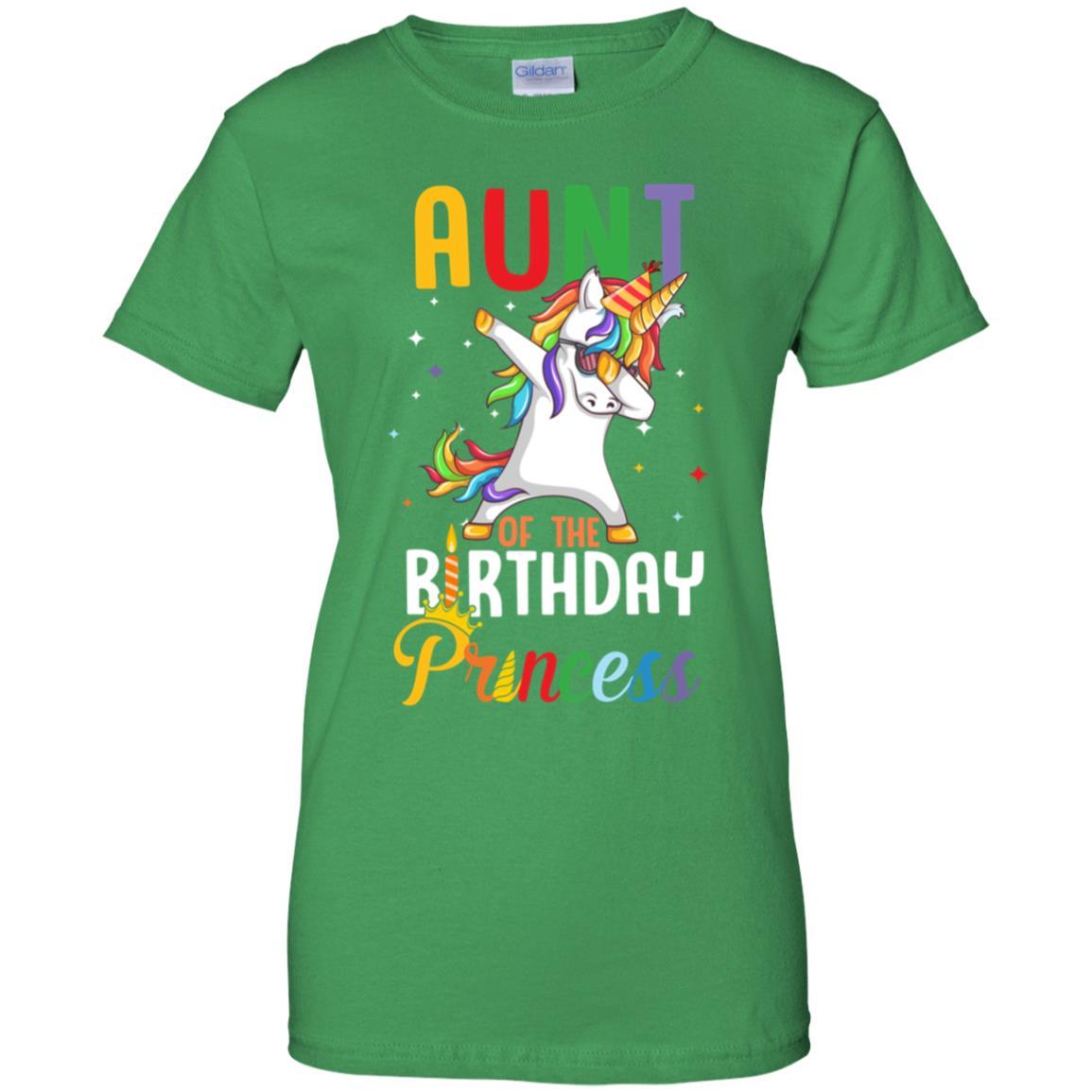 Aunt Of The Birthday Girl Dabbing Unicorn Party-T-Shirt & Hoodie-Women's T-Shirt-Irish Green