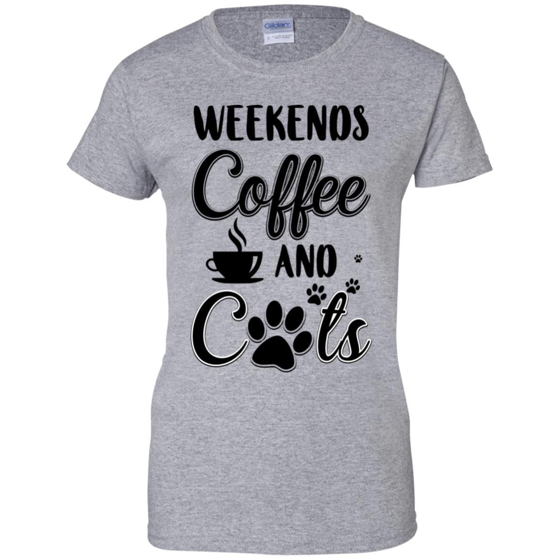Weekends Coffee And Cats Lover Gifts-T-Shirt & Tank Top-Women's T-Shirt-Sport Grey