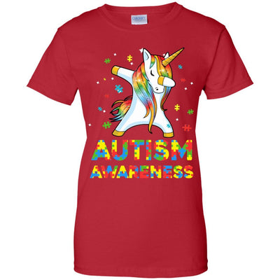 Dabbing Unicorn Puzzle Autism Awareness For Girls-T-Shirt & Hoodie-Women's T-Shirt-Red