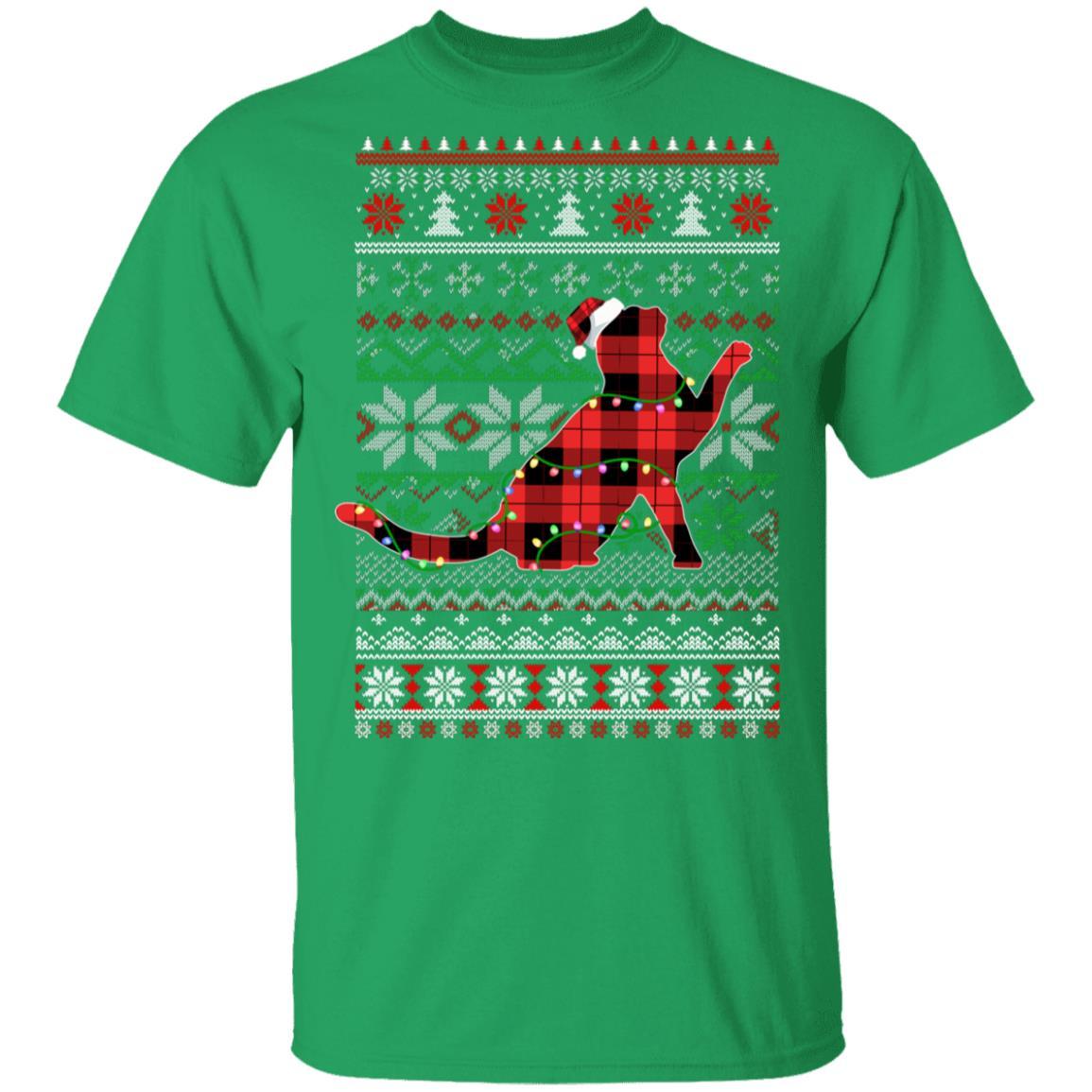 Red Plaid Buffalo Cat Pajamas Family Christmas Sweater-T-Shirt & Sweatshirt-Classic T-Shirt-Irish Green