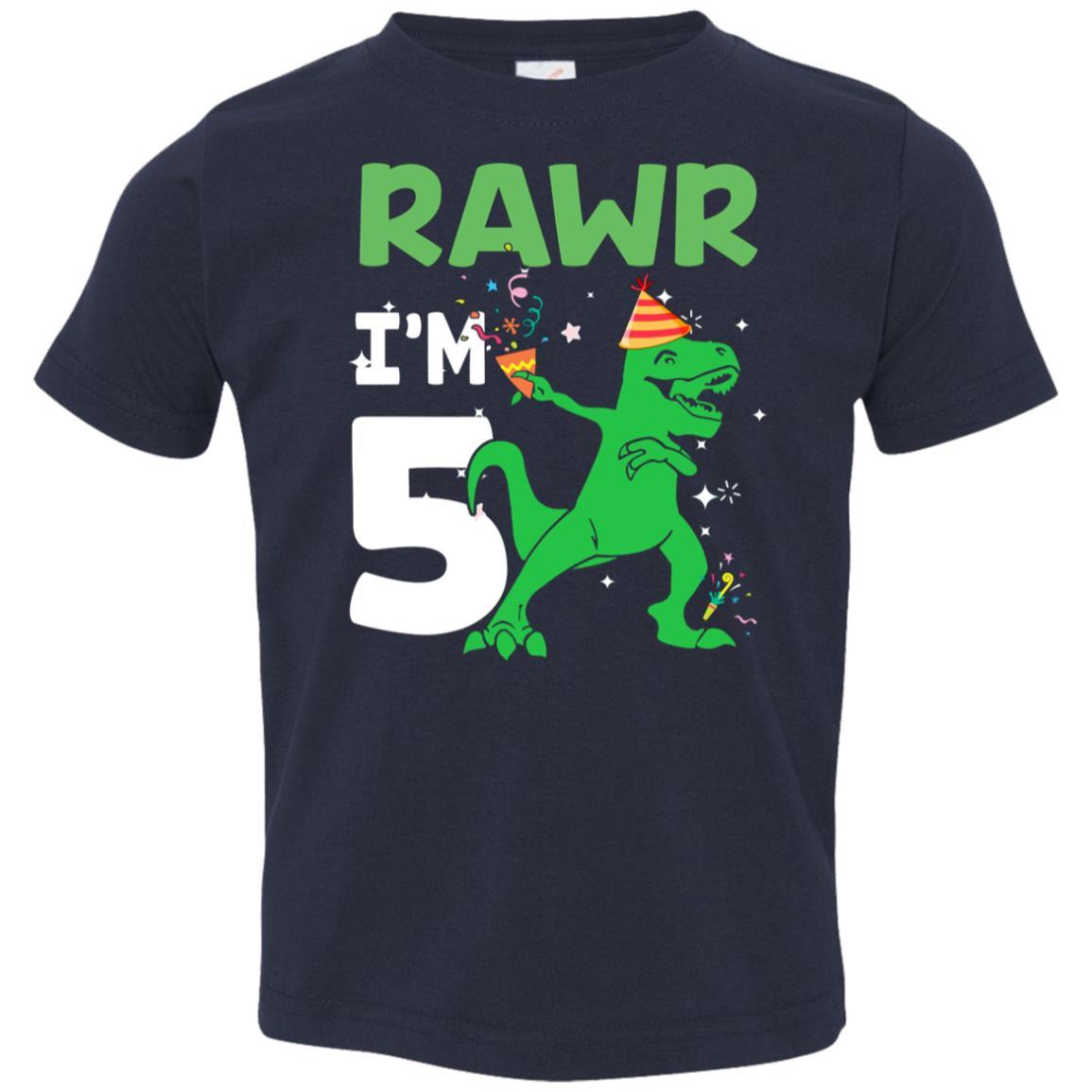 Rawr I'm 7 Birthday Gifts 2014 Dinosaur For Boys Youth-Youth Shirt-Toddler T-Shirt-Navy