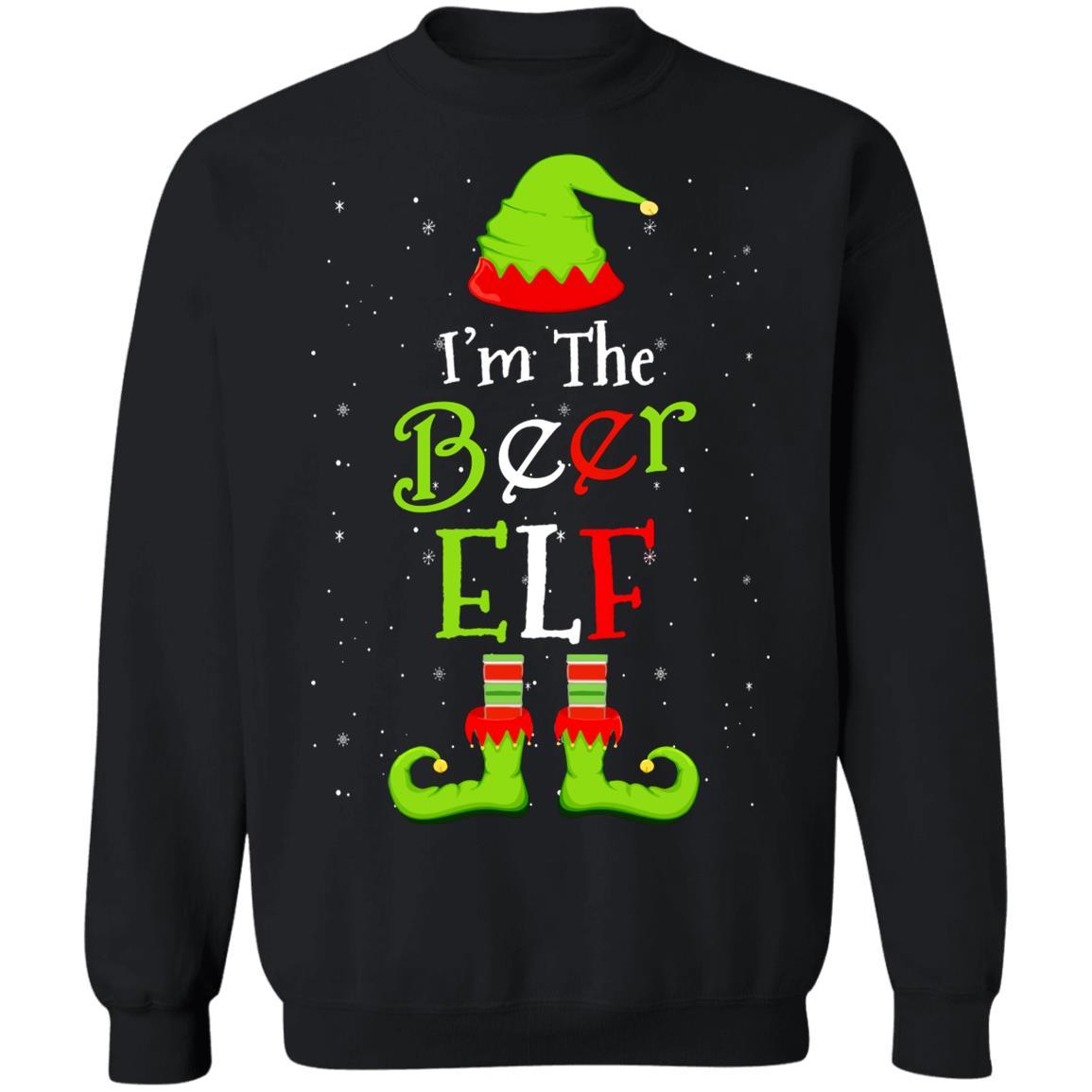 I'm The Beer Elf Family Matching Funny Christmas Group Gift-T-Shirt & Sweatshirt-Crewneck Sweatshirt-Black