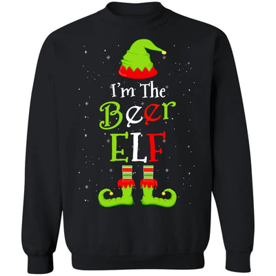 I'm The Beer Elf Family Matching Funny Christmas Group Gift-T-Shirt & Sweatshirt-Crewneck Sweatshirt-Black