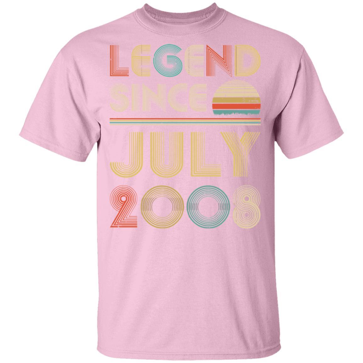 Legend Since July 2008 Vintage 13th Birthday Gifts Youth-Youth Shirt-Youth T-Shirt-Light Pink
