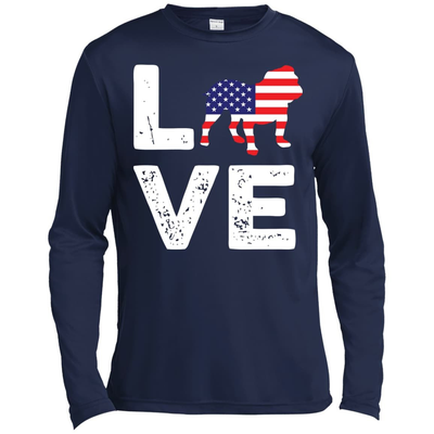 American Flag Dog Pitbull Love-T-Shirt & Hoodie-Long Sleeve T-Shirt-Navy
