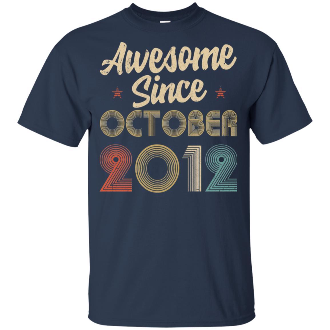 Awesome Since October 2012 Vintage 9th Birthday Gifts Youth-Youth Shirt-Youth T-Shirt-Navy