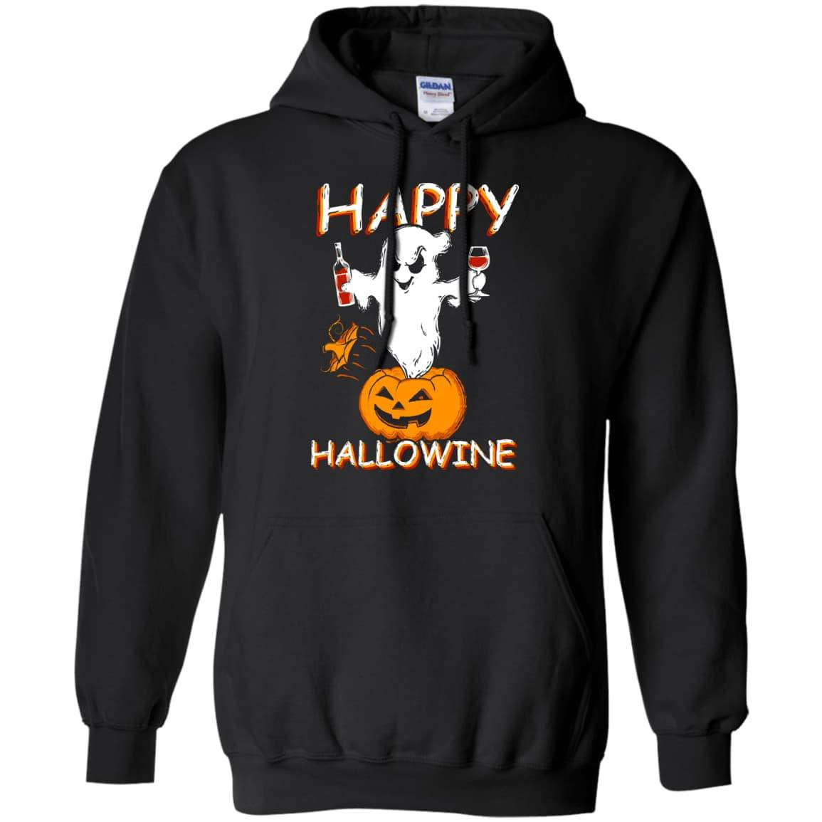 Happy Hallowine - Halloween Wine-T-Shirt & Hoodie-Pullover Hoodie-Black