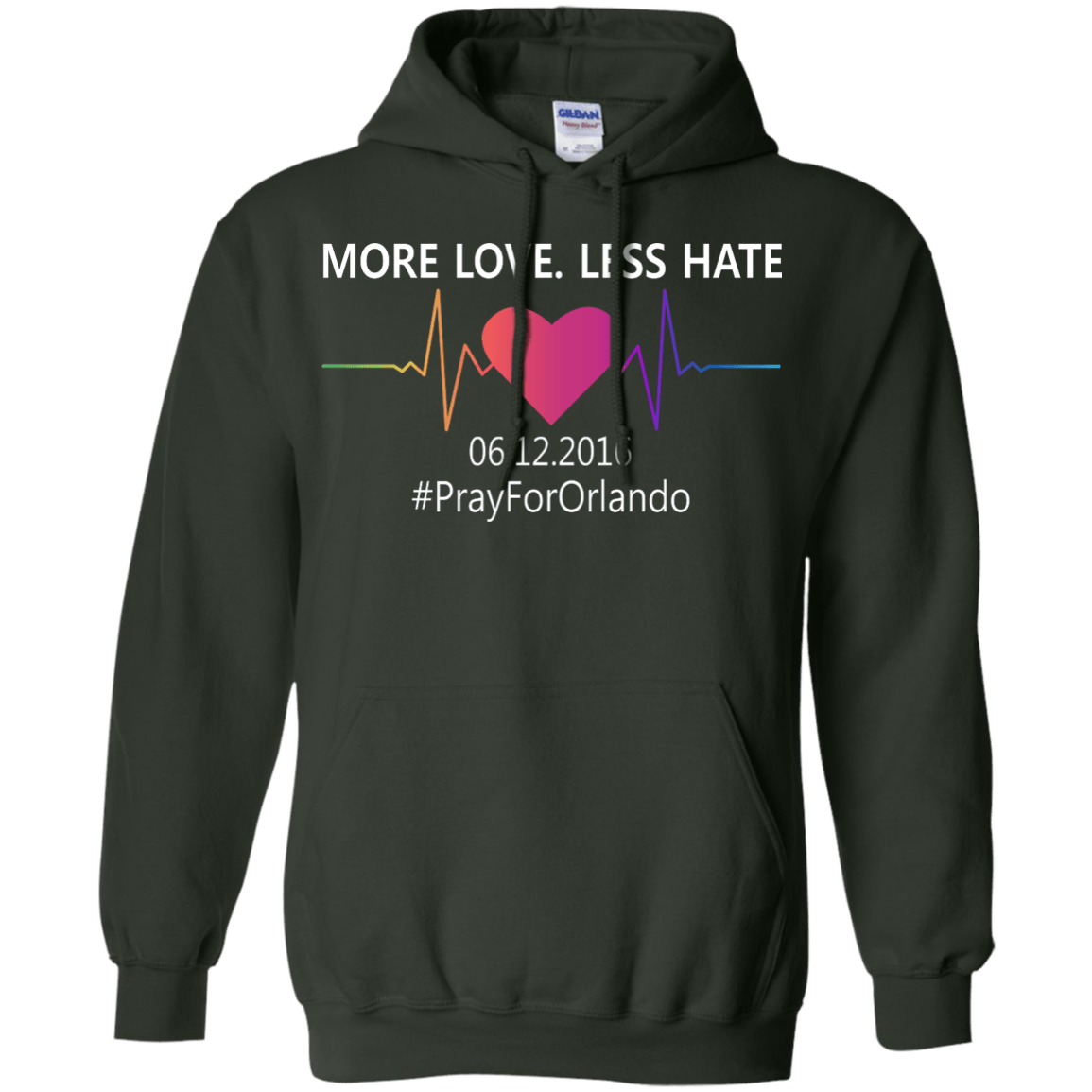 More Love Less Hate - Orlando-T-Shirt & Hoodie-Pullover Hoodie-Forest Green