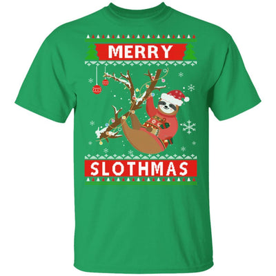 Merry Slothmas Christmas Pajama Sloth Lovers Ugly Sweater-T-Shirt & Sweatshirt-Classic T-Shirt-Irish Green