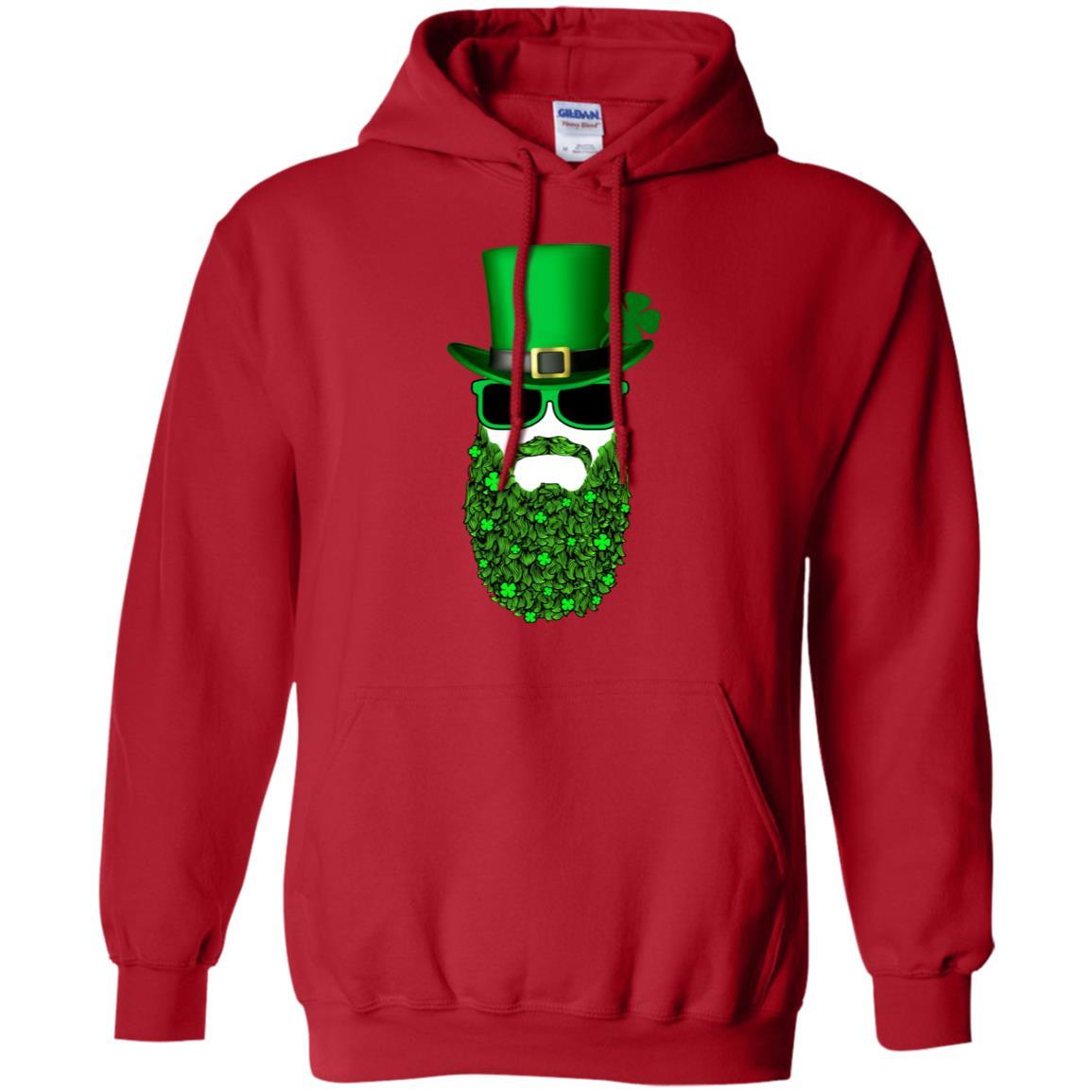Bearded Man Moustache Leprechauns St Patrick's Day-T-Shirt & Hoodie-Pullover Hoodie-Red