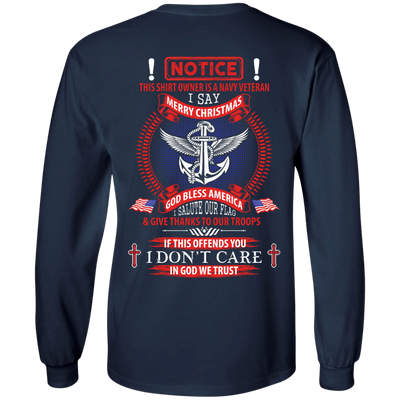 Notice This Shirt Owner Is A Navy Veteran-T-Shirt & Hoodie-Long Sleeve T-Shirt-Navy