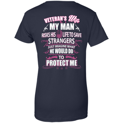 Veteran is Wife My Man Risks His Life To Save Strangers-T-Shirt & Hoodie-Women's T-Shirt-Navy