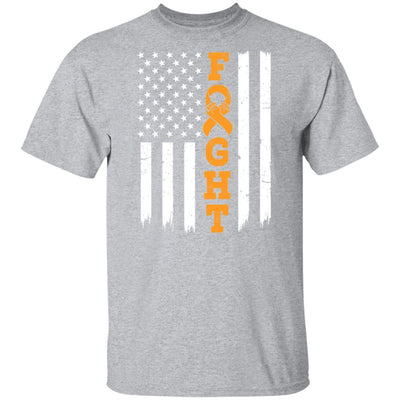 MS Leukemia Awareness American Flag Distressed-T-Shirt & Hoodie-Classic T-Shirt-Sport Grey