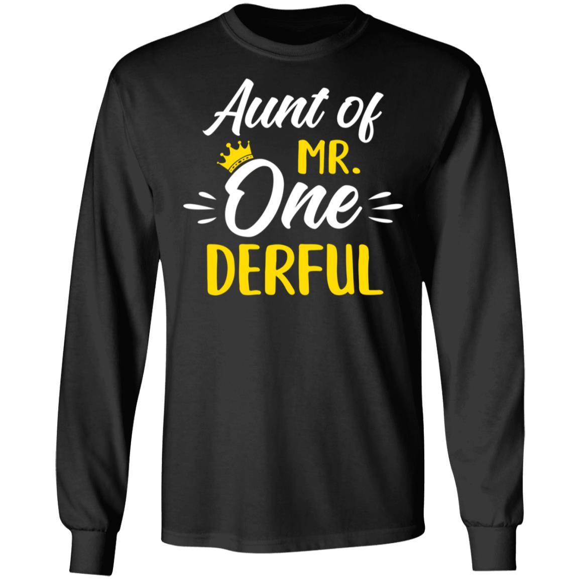 Aunt Of Mr Onederful 1st Birthday Party Costumes Gifts-T-Shirt & Hoodie-Long Sleeve T-Shirt-Black