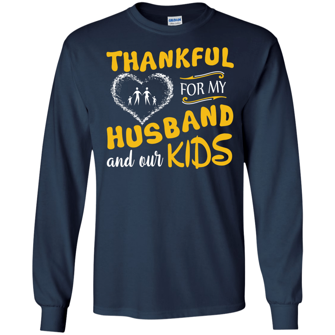 Thankful For My Husband And Our Kids-T-Shirt & Hoodie-Long Sleeve T-Shirt-Navy