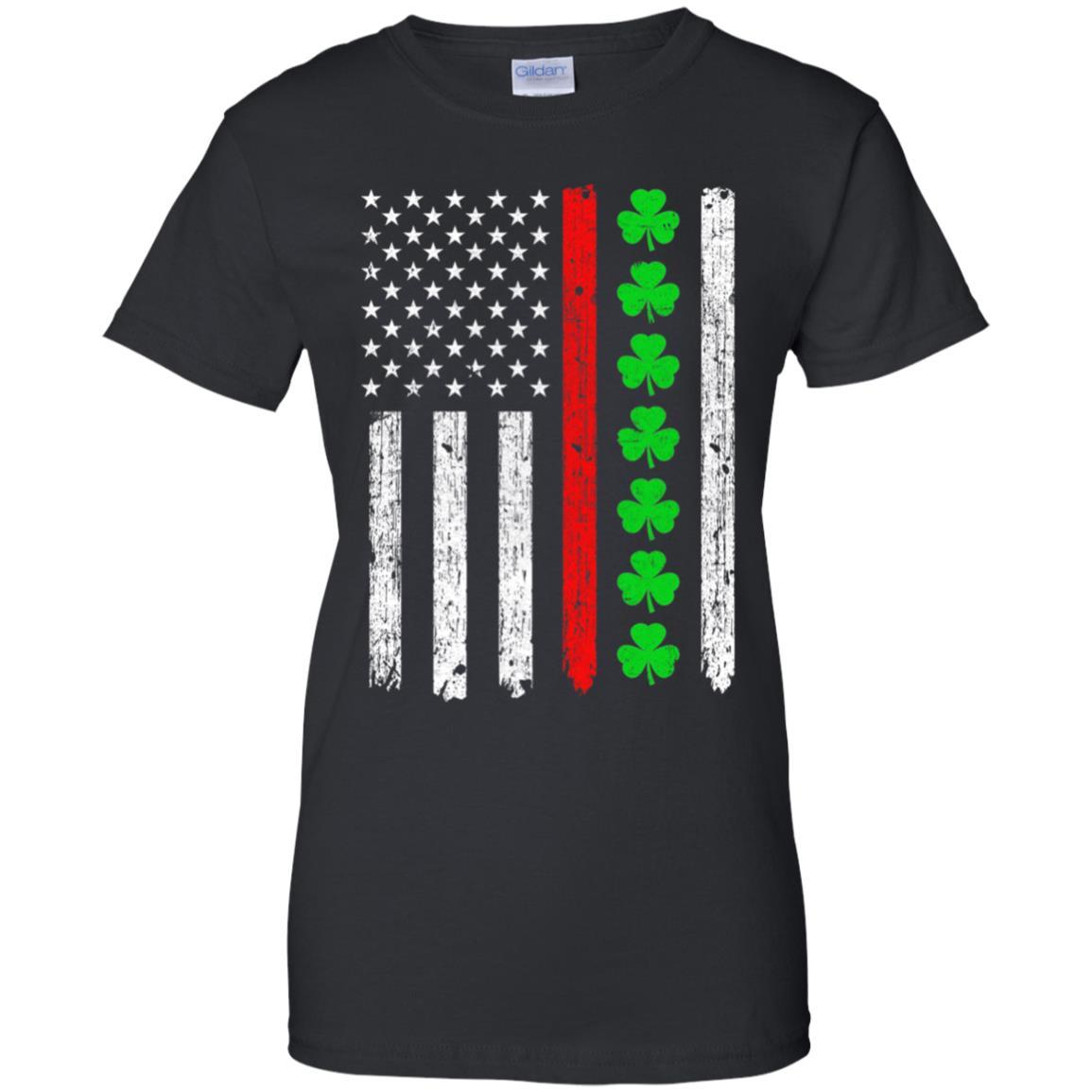 Thin Red Line Shamrock Irish St Patricks Day Fireman-T-Shirt & Hoodie-Women's T-Shirt-Black