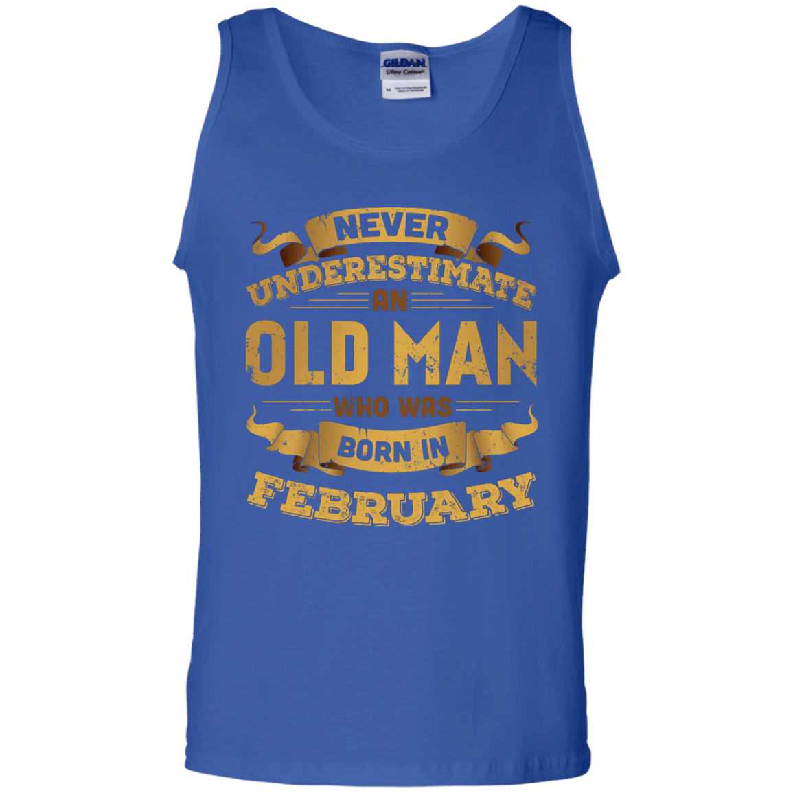 Never Underestimate An Old Man Who Was Born In February-T-Shirt & Hoodie-Unisex Tank-Royal