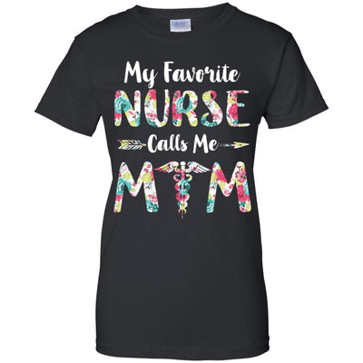 Floral My Favorite Nurse Calls Me Mom Mothers Day Gift-T-Shirt & Hoodie-Women's T-Shirt-Black