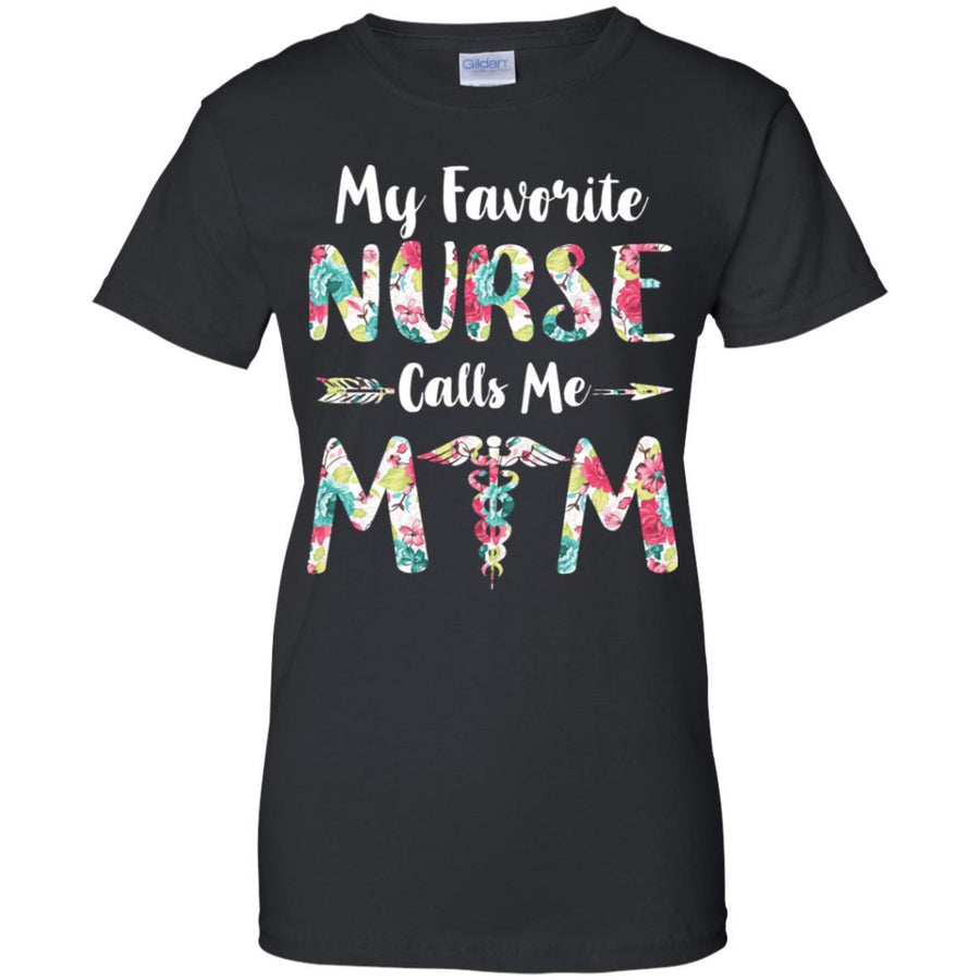 Floral My Favorite Nurse Calls Me Mom Mothers Day Gift-T-Shirt & Hoodie-Women's T-Shirt-Black