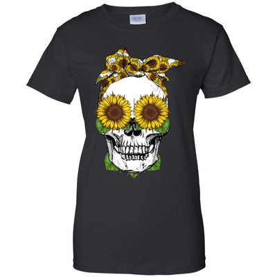 Skull Sunflower Floral Flowers Cute Gifts-T-Shirt & Tank Top-Women's T-Shirt-Black