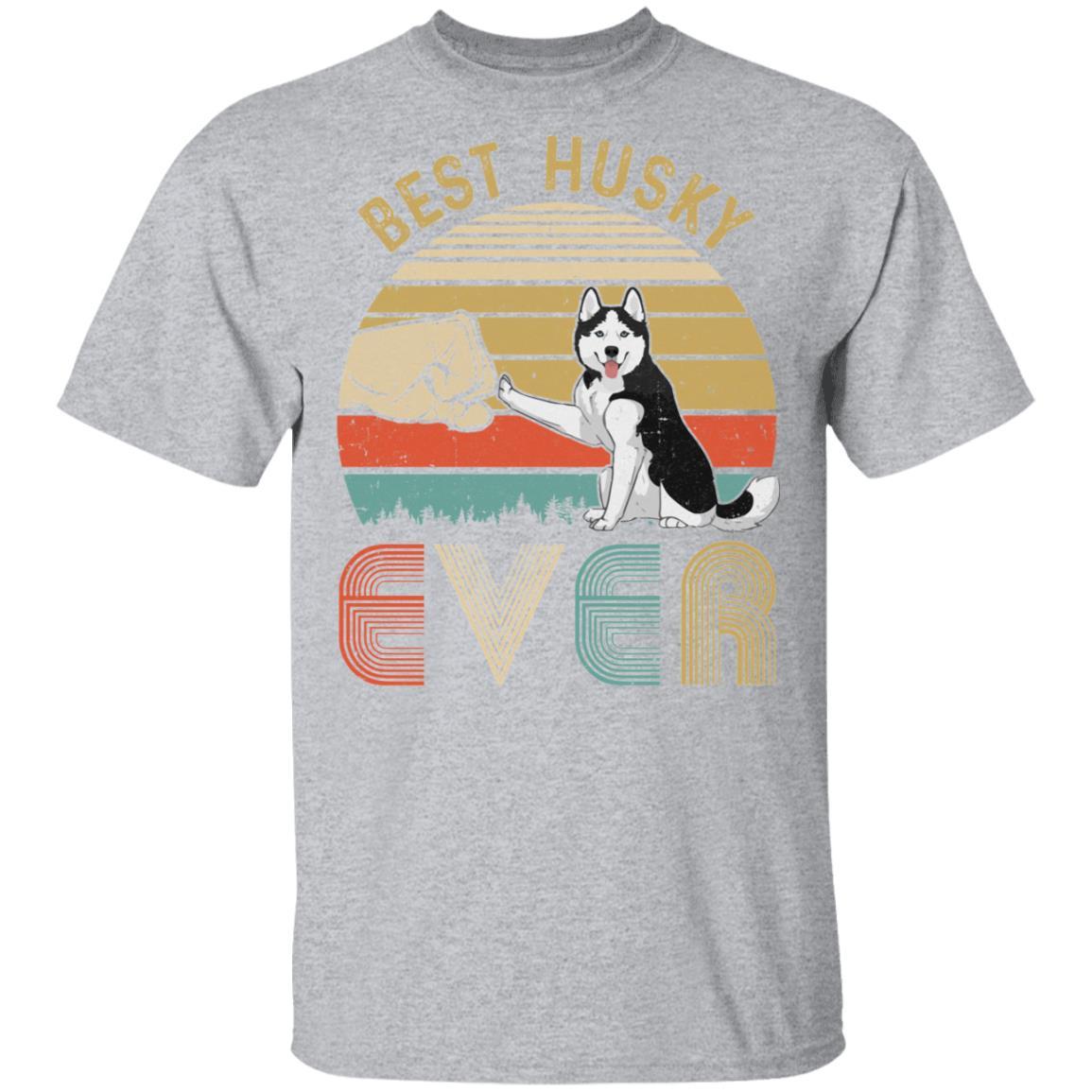 Vintage Best Husky Dad Ever Bump Fit Funny Dad Gifts-T-Shirt & Hoodie-Classic T-Shirt-Sport Grey