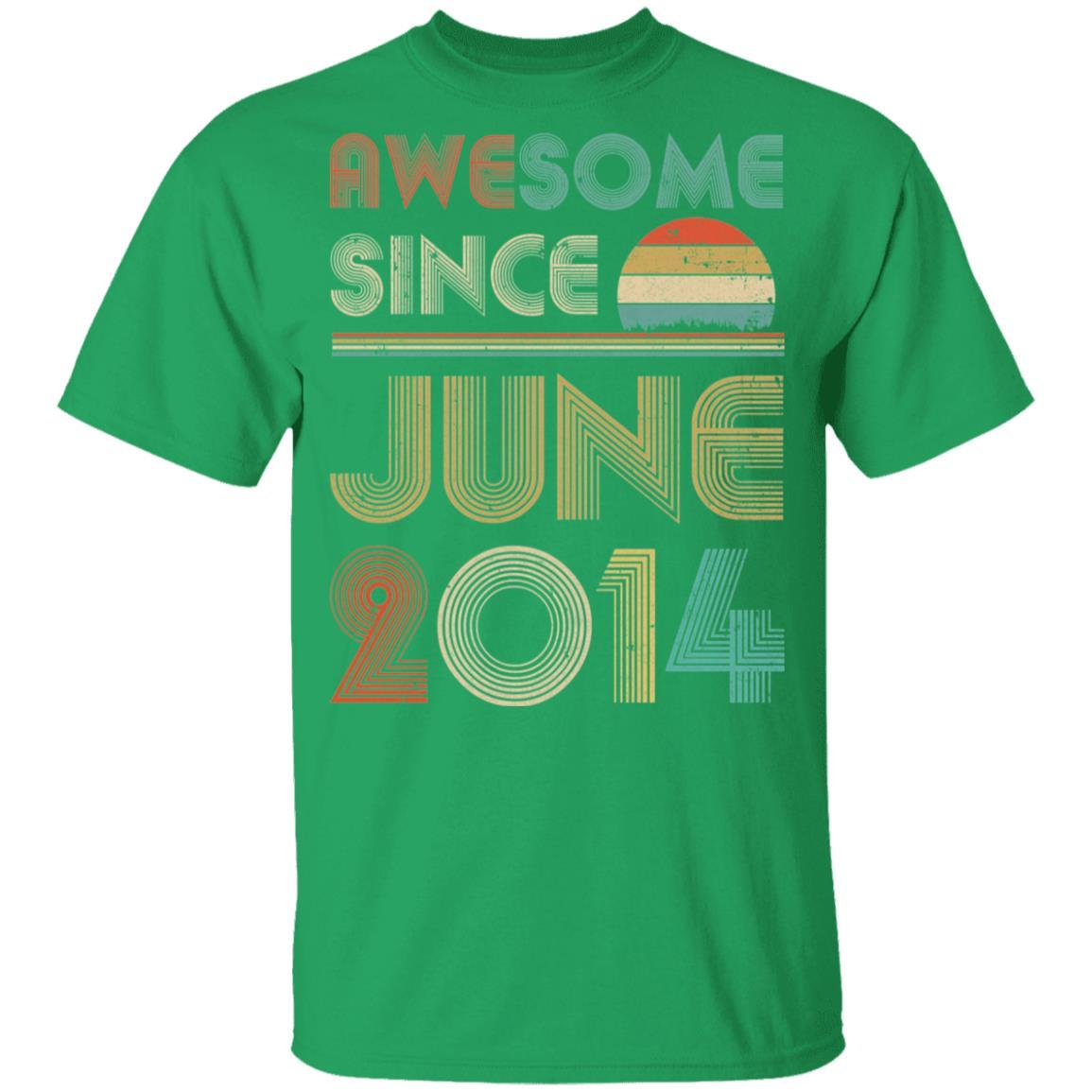 Awesome Since June 2014 Vintage 7th Birthday Gifts Youth-Youth Shirt-Youth T-Shirt-Irish Green