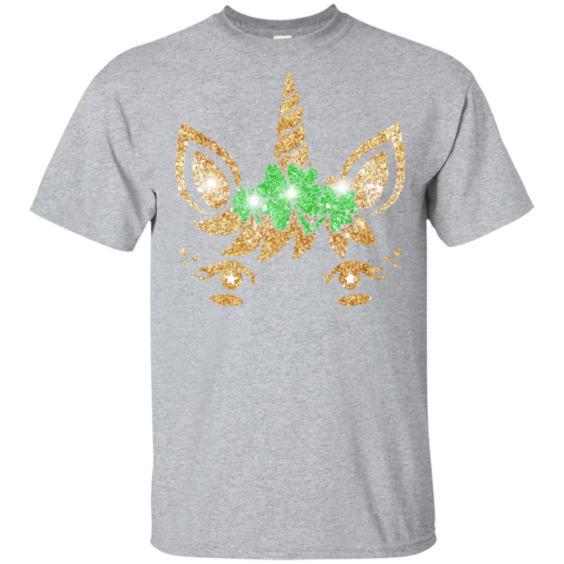 Unicorn Face Saint Patrick's Day For Girls Youth-Youth Shirt-Youth T-Shirt-Sport Grey