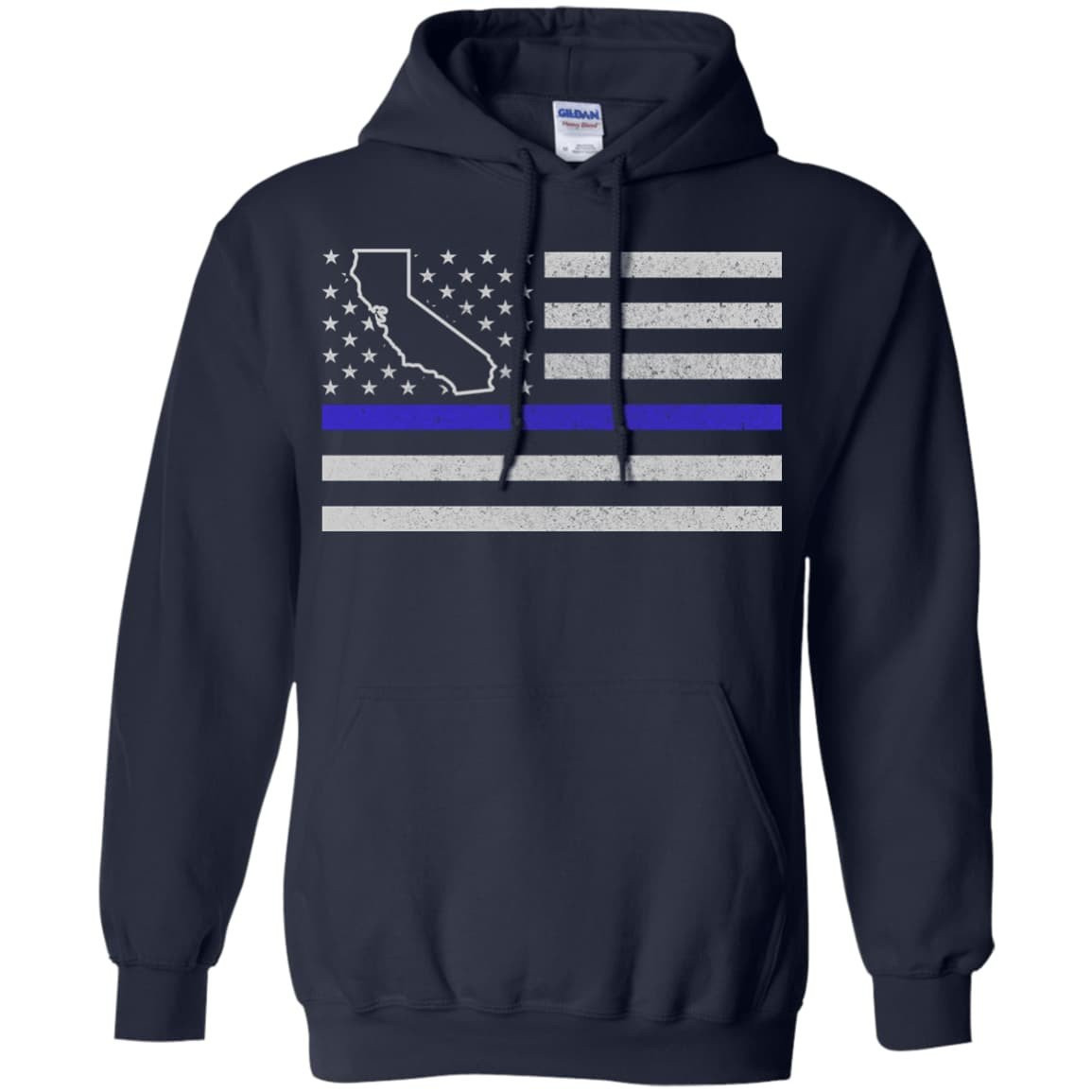 California Thin Blue Line Police State-T-Shirt & Hoodie-Pullover Hoodie-Navy