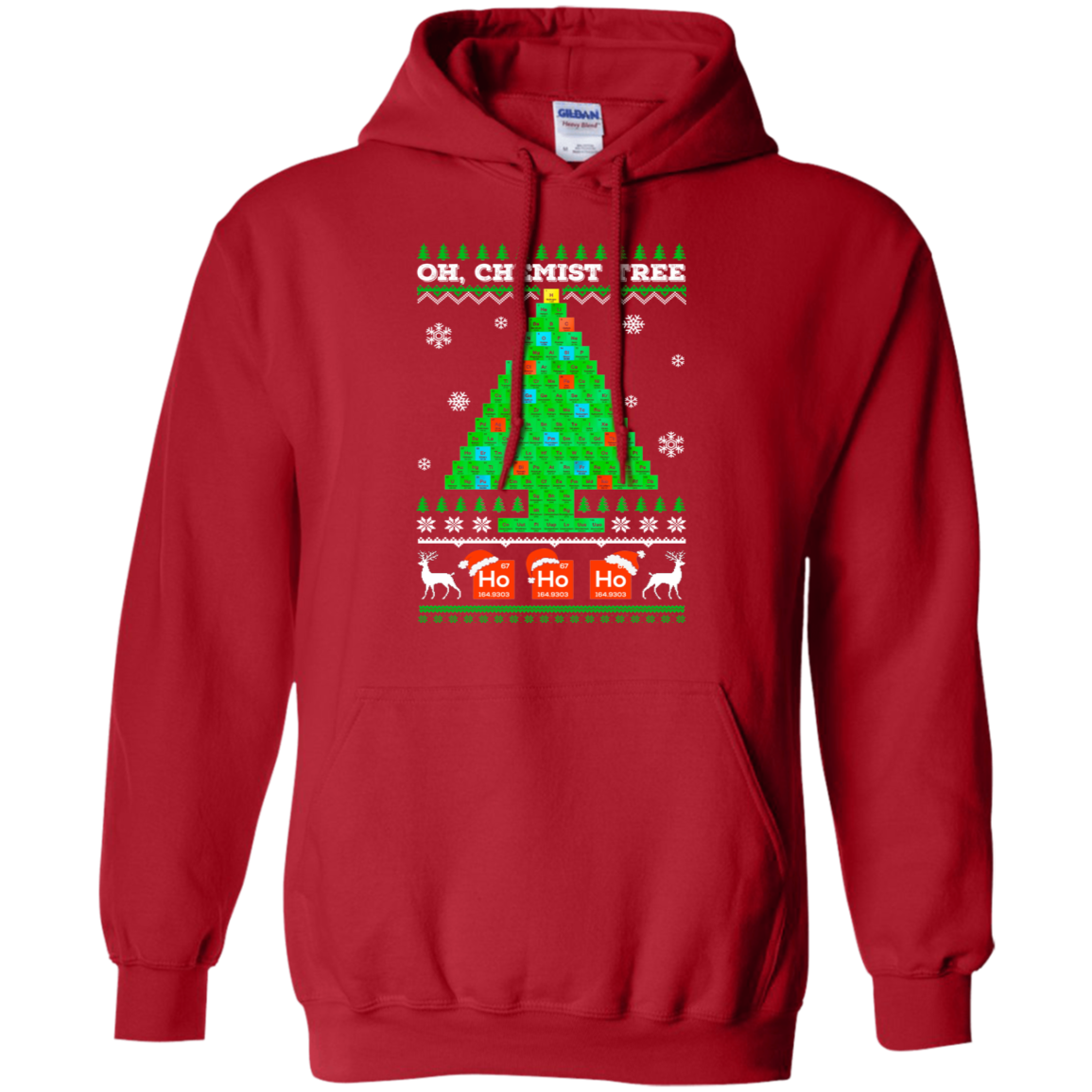 Oh Chemistry Tree Science Christmas Ugly Sweater-T-Shirt & Sweatshirt-Pullover Hoodie-Red