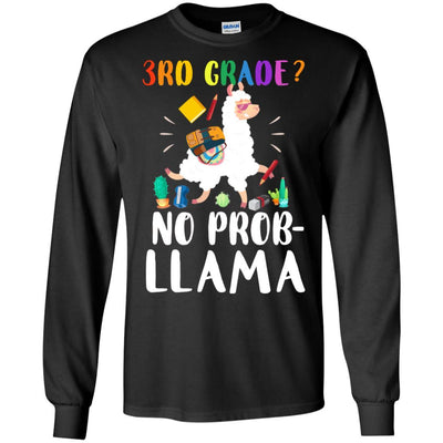 3rd Grade No Prob Llama Funny First Day Of School-T-Shirt & Hoodie-Long Sleeve T-Shirt-Black
