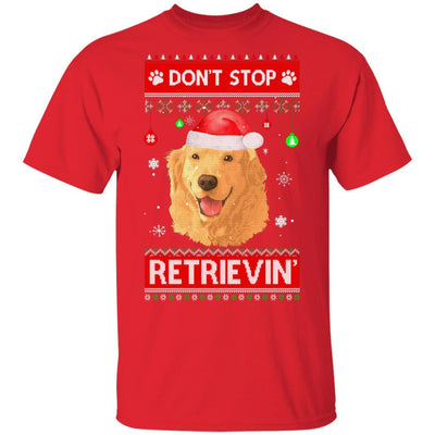 Santa Golden Retriever Ugly Xmas Sweater Dont Stop Retrievin-T-Shirt & Sweatshirt-Classic T-Shirt-Red