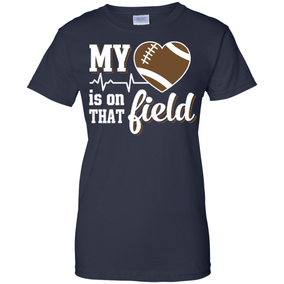 My Heart Is On That Field Football-T-Shirt & Hoodie-Women's T-Shirt-Navy