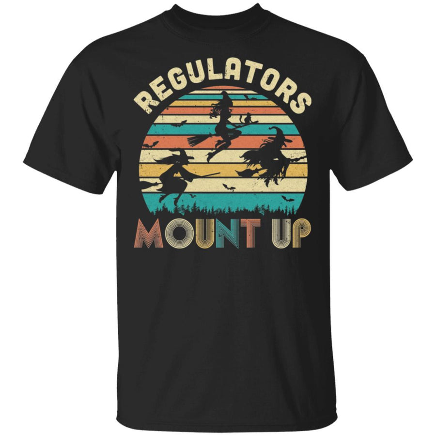 Vintage Regulators Mount Up Funny Halloween Witch-T-Shirt & Tank Top-Classic T-Shirt-Black
