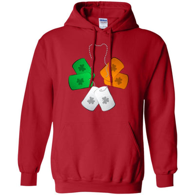 Shamrock Dogtag Soldier Army St Patrick's Day-T-Shirt & Hoodie-Pullover Hoodie-Red