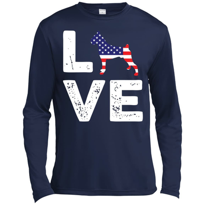 American Flag Dog Boxer Love-T-Shirt & Hoodie-Long Sleeve T-Shirt-Navy