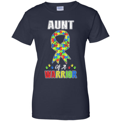Aunt Of A Warrior Support Autism Awareness Gift-T-Shirt & Hoodie-Women's T-Shirt-Navy