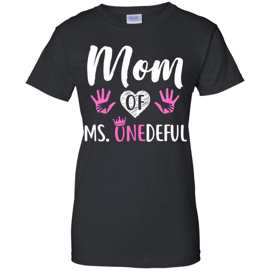 Funny Mom Of Ms. Onederful Wonderful 1st Birthday Girl-T-Shirt & Hoodie-Women's T-Shirt-Black