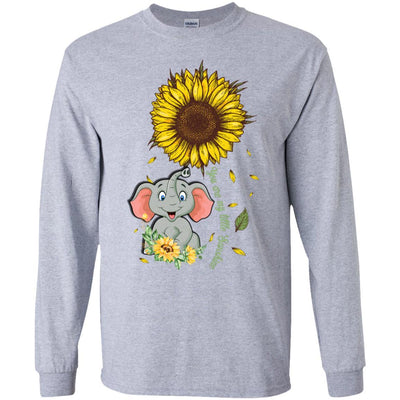 You Are My Little Sunshine Sunflower Elephant-T-Shirt & Hoodie-Long Sleeve T-Shirt-Sport Grey