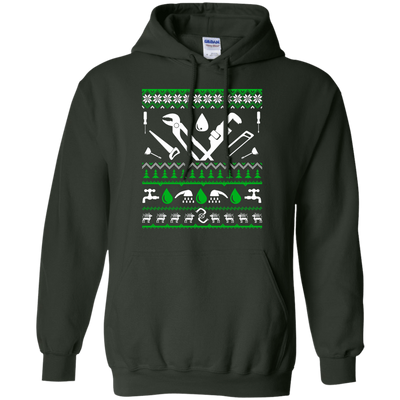 Plumber Christmas Sweater-T-Shirt & Hoodie-Pullover Hoodie-Forest Green