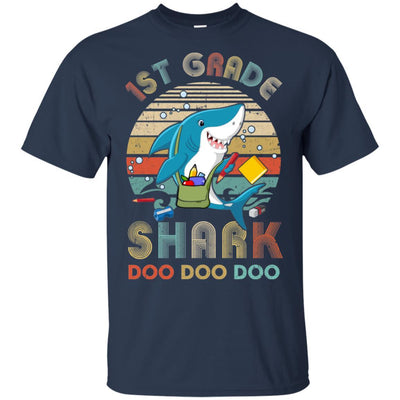 1st Grade Shark Doo Doo Doo Funny Back To School-T-Shirt & Hoodie-Classic T-Shirt-Navy