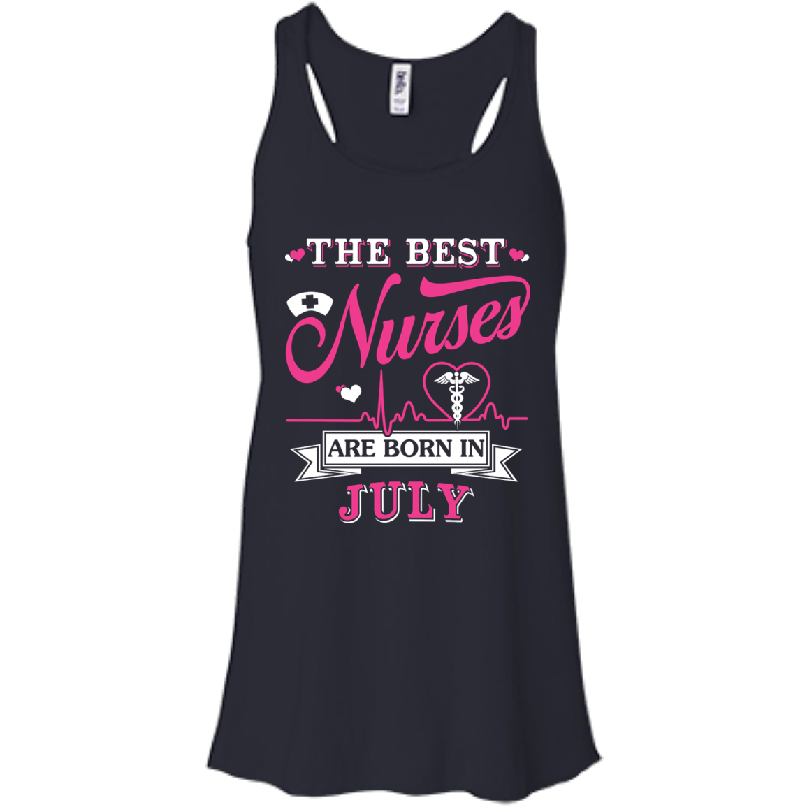 The Best Nurses Are Born In July-T-Shirt & Hoodie-Women's Flowy Racerback Tank-Midnight