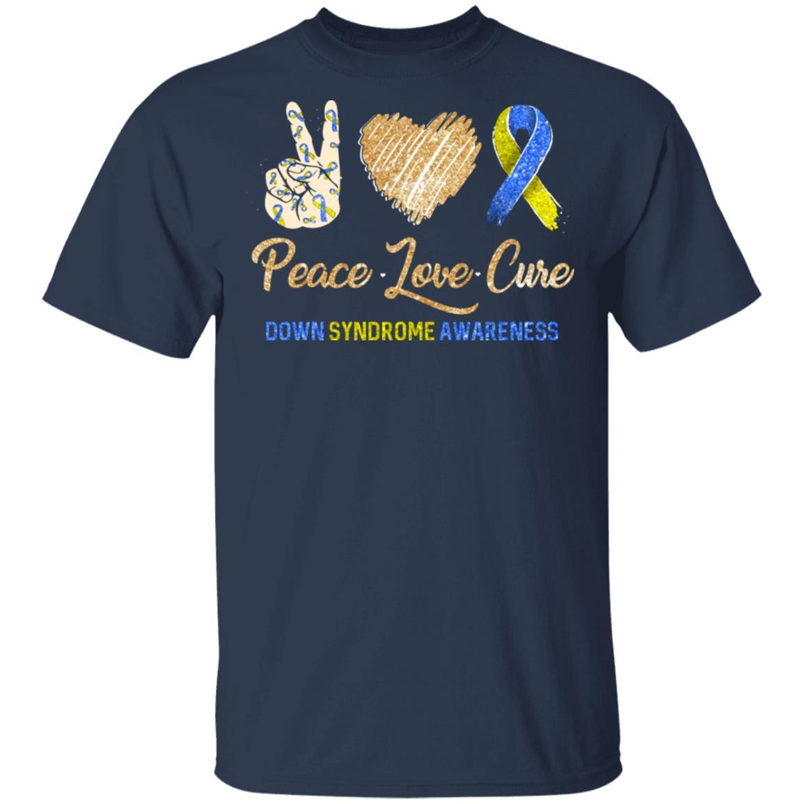 Peace Love Cure Down Syndrome Awareness-T-Shirt & Hoodie-Classic T-Shirt-Navy