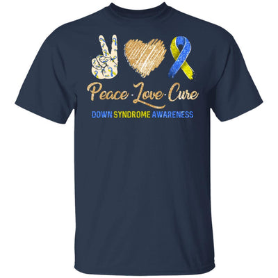 Peace Love Cure Down Syndrome Awareness-T-Shirt & Hoodie-Classic T-Shirt-Navy