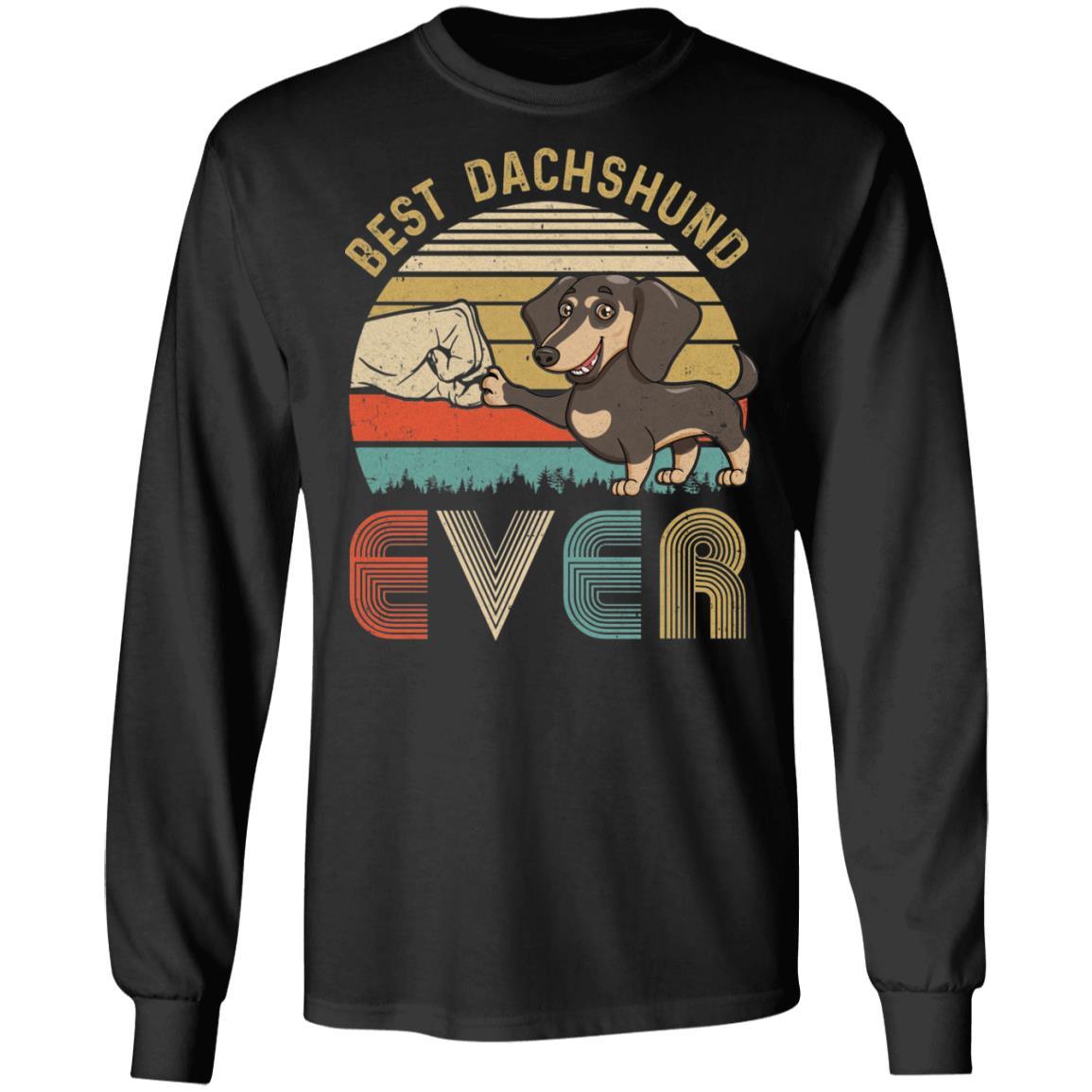 Vintage Best Dachshund Dad Ever Bump Fit Funny Dad Gifts-T-Shirt & Hoodie-Long Sleeve T-Shirt-Black