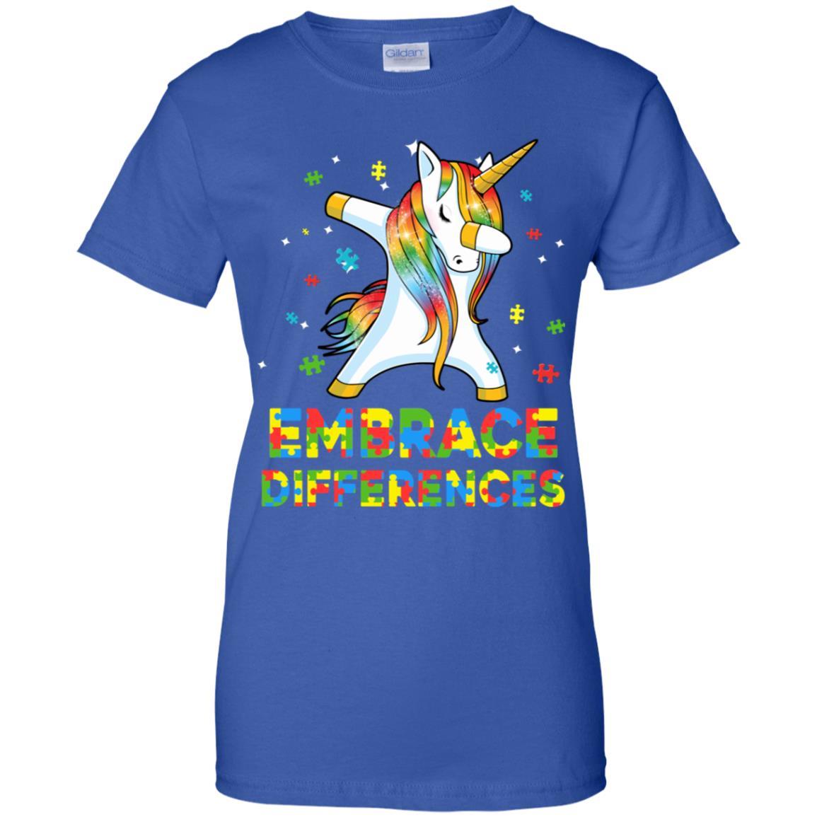 Dabbing Unicorn Autism Awareness Embrace Differences-T-Shirt & Hoodie-Women's T-Shirt-Royal