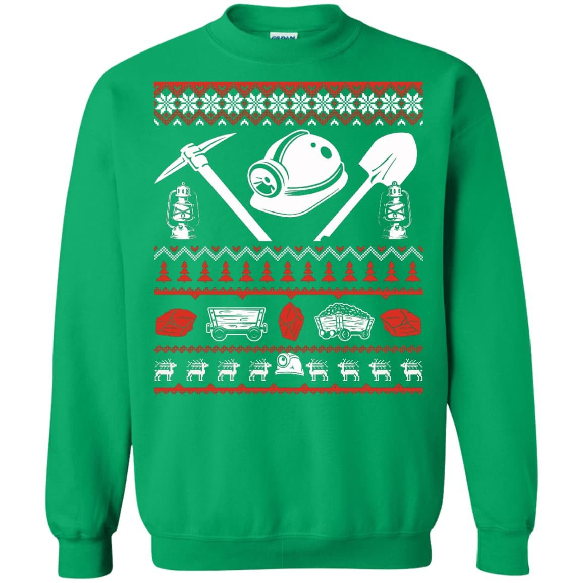 Coal Miner Christmas Sweater-T-Shirt & Hoodie-Crewneck Sweatshirt-Irish Green