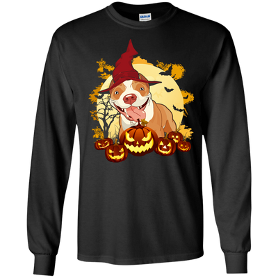Pitbull Halloween Pumpkin-T-Shirt & Hoodie-Long Sleeve T-Shirt-Black