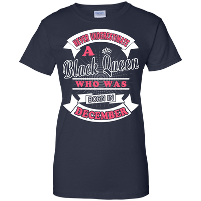 Never Underestimate A Black Queen Who Was Born In December-T-Shirt & Hoodie-Women's T-Shirt-Navy