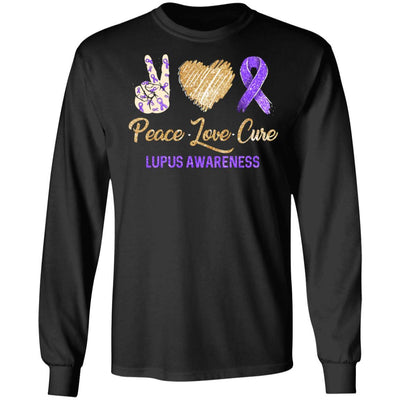 Peace Love Cure Lupus Awareness-T-Shirt & Hoodie-Long Sleeve T-Shirt-Black