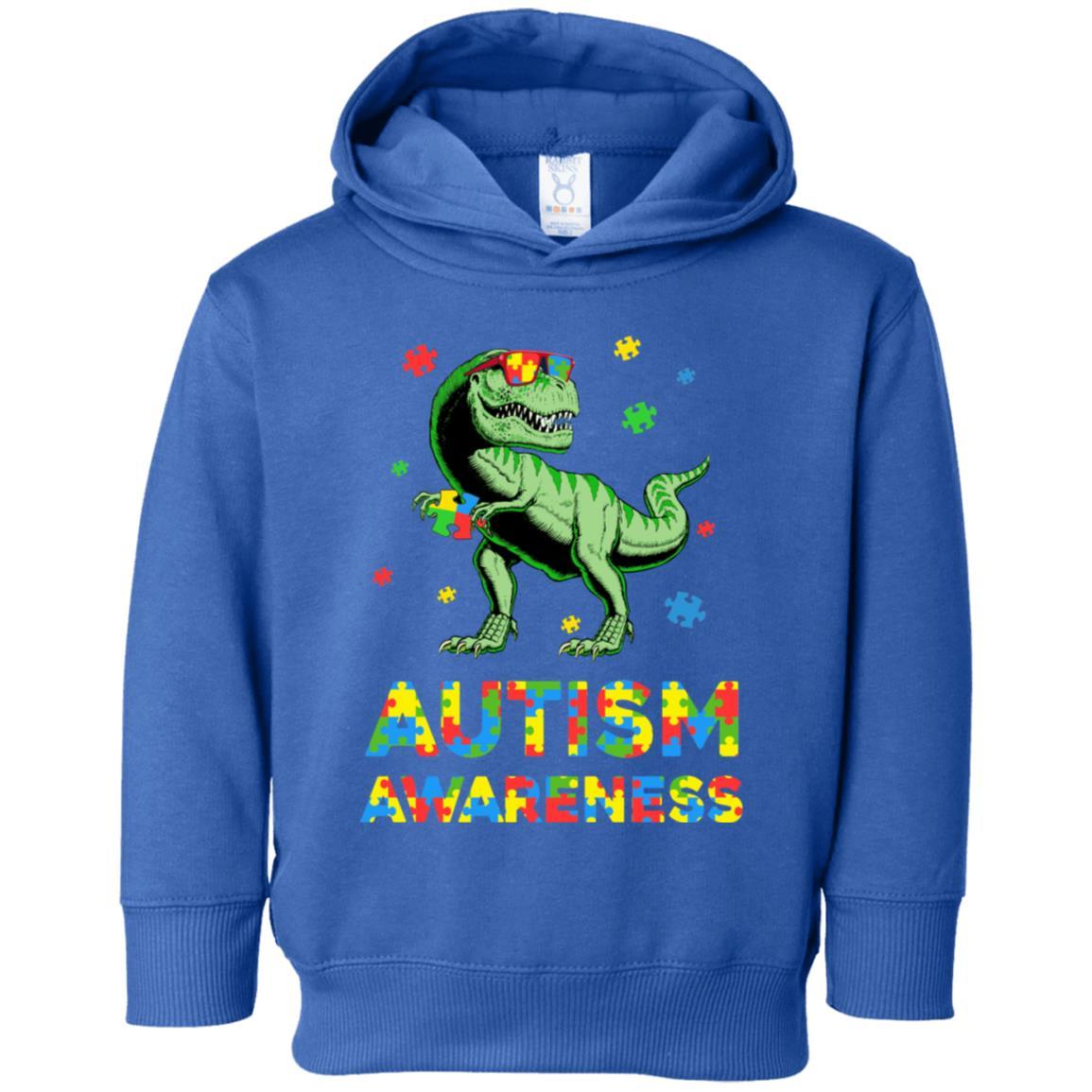 Dinosaur Puzzle Autism Awareness For Boys Girls Youth-Youth Shirt-Toddler Fleece Hoodie-Royal